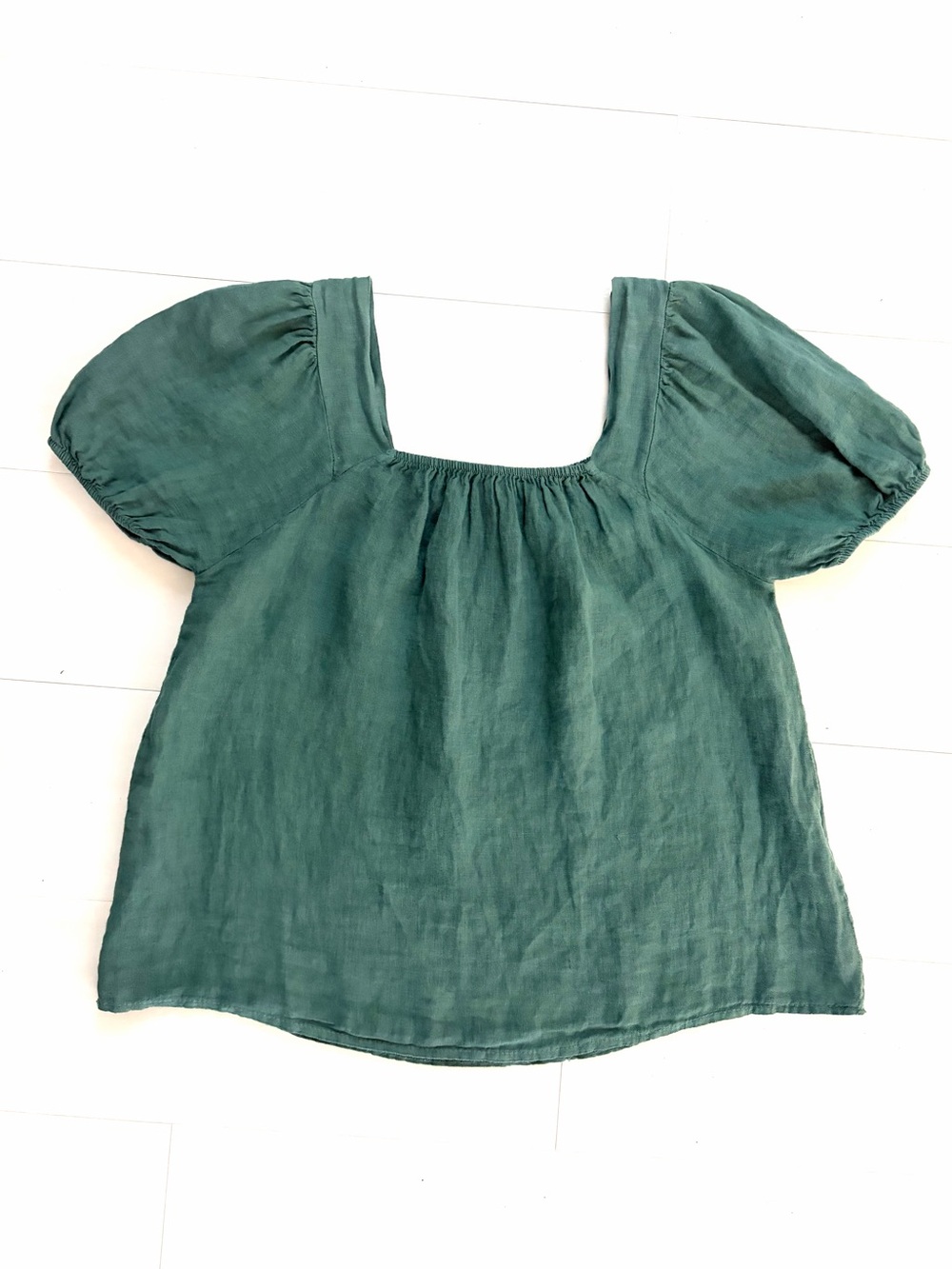 Linen Blouse Top Puff Sleeves size Women’s Small Italian Made NWT by Bellambra - Picture 8 of 12